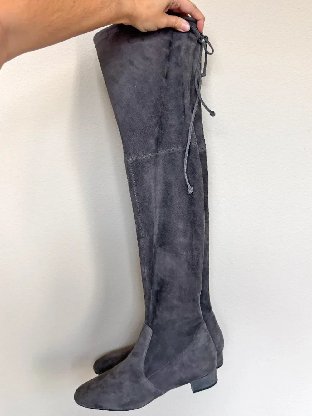 Stuart Weitzman Genna 25 Gray Suede Thigh High City Boots Size 9